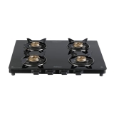 Havells GEOSLIM JUMBO stove |4 Heavy Duty Forged Brass Burner|6 mm Toughened Glass|Premium Valves|Removable Drip Tray|Soft Touch Knobs|5 year Warranty on Burners, Glass & Valves by Havells (Black)