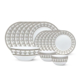 Larah by Borosil Syrah Kohinoor Series Opalware Dinner Set | 19 Pcs for Family of 6 | Microwave & Dishwasher Safe | Bone-Ash Free | Crockery Set for Dining & Gifting | Plates & Bowls | White