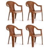 Cello Unique Chair Set of 4, Sandalwood | Unbreakable, Durable & Strong |Blended PP Material, Easy to Clean |Plastic Chair for Living Room, Home & Office | 3 Years Warranty – Manufacturing Defects