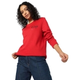 GAP Women’s Full Sleeve Crew Neck Relaxed Fit Solid Sweatshirt,Red,M