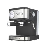 BLACK+DECKER BXCM1001IN 1100W 10-Cup 15 Bar Expresso Coffee Maker | 1.5L Water Tank Capacity | Anti-Drip Feature | Auto Keep-Warm Function | 2-year Warranty -(Black+Grey)
