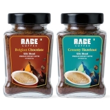 Rage Coffee Silk Blend Instant Coffee | Belgian Chocolate & Creamy Hazelnut Silk Blend Flavoured Coffee 60 GMs Each | Premium, Bold & Smooth | Pack of 2