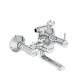 Eauset Plus Brass Bath Mixer with Crutch | Wall Mounted Hot & Cold Bath Shower Mixer Tap | Leak Resistant Bathroom Faucet | Adjustable Hot Limit | Polished Finish