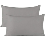 Soft Pillow Covers 21 x 32 Inches – Egyptian Cotton 600 Thread Count Set of 2 Pillow Cover Set Envelope Closure Hotel Quality Pillowcase – Gray