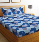 Bsb Home Microfiber 144 Tc Football Printed Double Bedsheets With 2 King Size Pillow Cover (90X90 Inches, 7.5 X 7.5 Feet, Dark Blue And Light Blue)