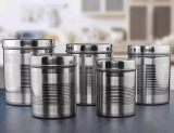 Tactware Steel Grocery Container  – 500 ml, 800 ml, 1200 ml, 1600 ml, 2100 ml(Pack of 5, Silver)