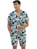 Amazon Brand – Anarva Mens Camouflage Printed Co-ord Set | Half Sleeve Shirt and Shorts Set | Casual Summer Outfit for Beach, Travel, Vacation –