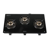 Havells GEOSLIM Gas stove |3 Heavy Duty Forged Brass Burner|6 mm Toughened Glass|Premium Valves|Removable Drip Tray|Soft Touch Knobs|5 year Warranty on Burners, Glass & Valves by Havells (Black)