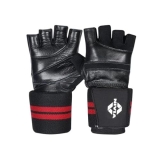Nivia Wristlock Weightlifting Gloves -Genuine Leather with 3″ Designed for Weight Lifting/Fitness & Gym/Hook and Loop Closure for Tight Firm Fit (Small) – Black
