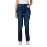 Women Blue High Waist Straight Fit Powerflex Jeans